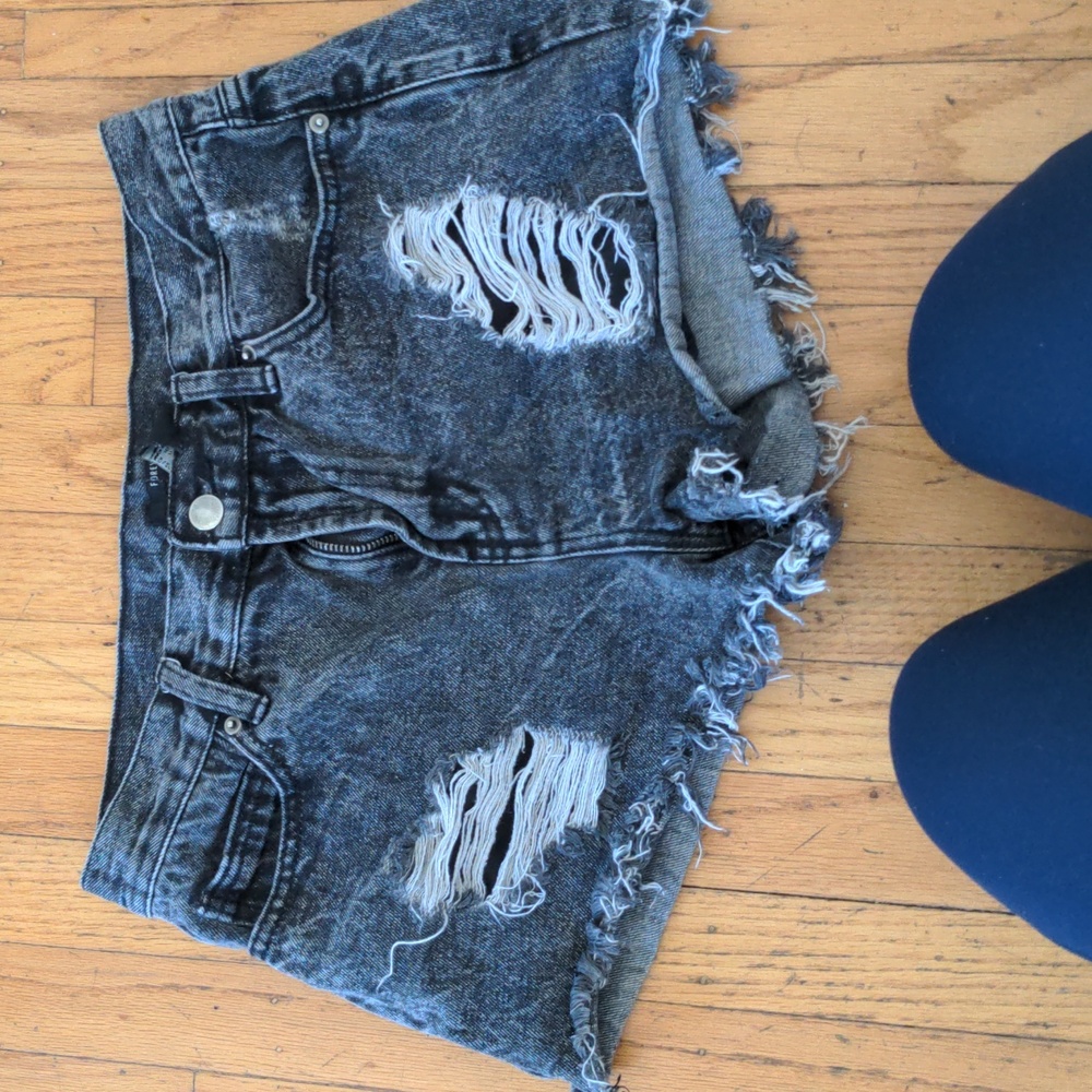 Forever 21 charcoal denim cutoff ripped shorts